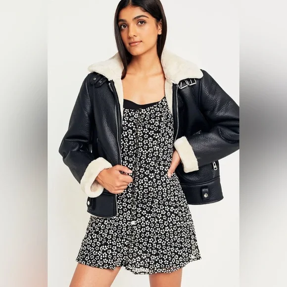 Urban Outfitters Floral Button Lace Corset-Back Black & White Sheer Mini Dress L - Picture 2 of 16